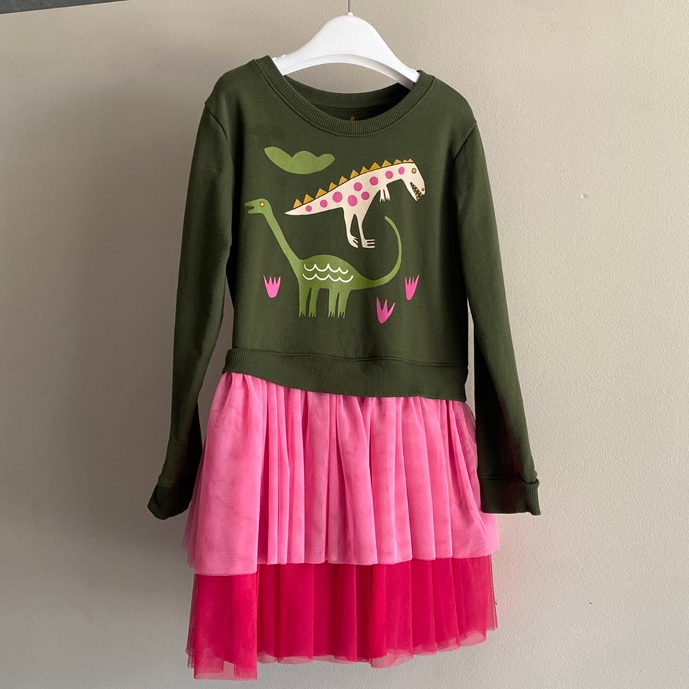 French Terry 2 Tier Tulle Ruffle Sweatshirt dress